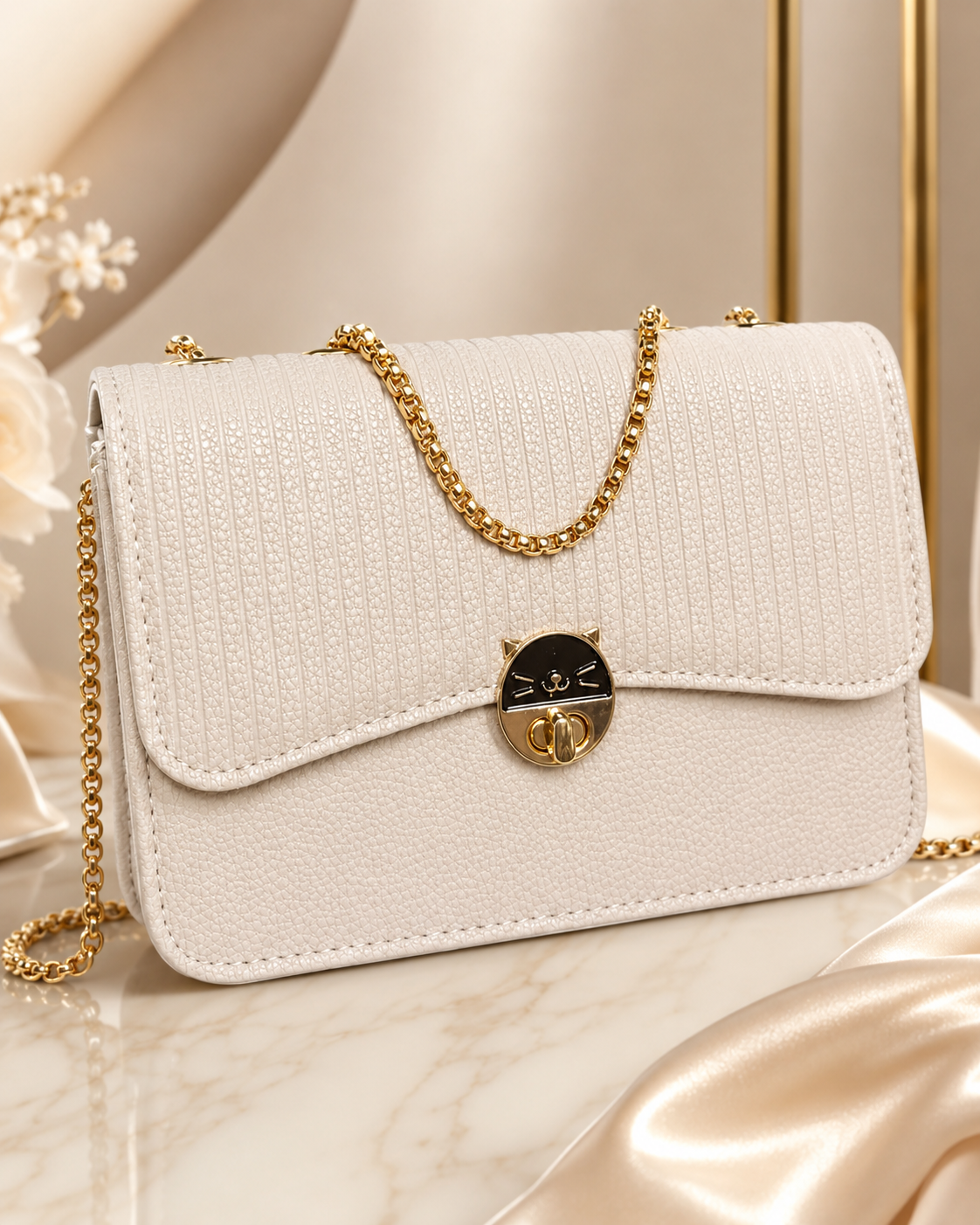 Cartera cat white
